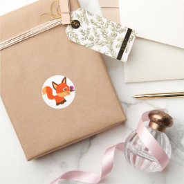 Cute Cartoon Fox and Butterfly Sticker