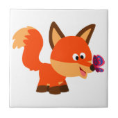 Cute Cartoon Fox and Butterfly Tile Tegeltje (Voorkant)