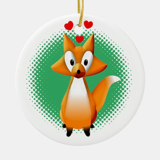 Cute Cartoon Fox Animal Ceramic Keramisch Ornament (Voorkant)