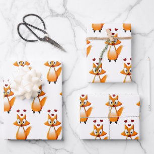 Cute Cartoon Fox Animal Inpakpapier Vel