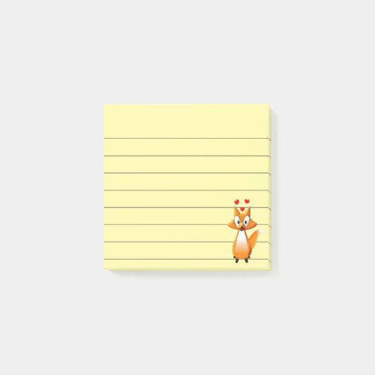 Cute Cartoon Fox Animal Lined 3x3 Post-it® Notes (Voorkant)