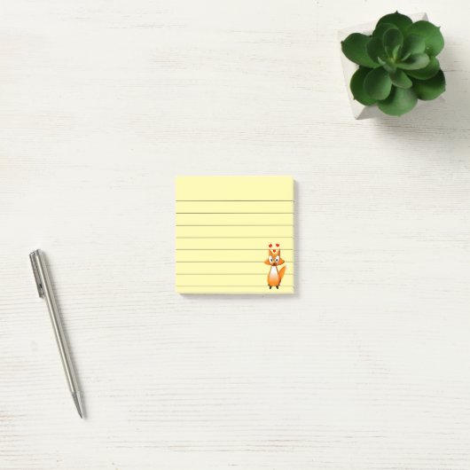 Cute Cartoon Fox Animal Lined 3x3 Post-it® Notes (Kantoor)