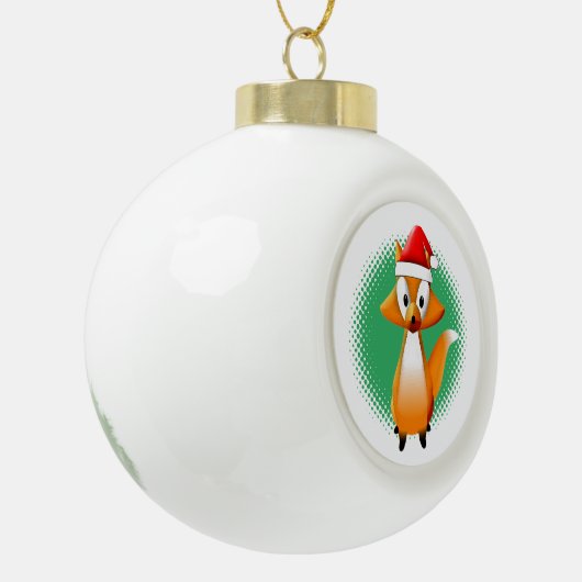 Cute Cartoon Fox Animal met Santas Pet Keramische Bal Ornament (Links)