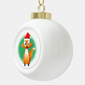 Cute Cartoon Fox Animal met Santas Pet Keramische Bal Ornament (Rechts)