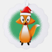 Cute Cartoon Fox Animal met Santas Pet Ornament Kaart (Achterkant)