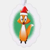 Cute Cartoon Fox Animal met Santas Pet Ornament Kaart (Links)
