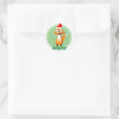 Cute Cartoon Fox Animal met Santas Pet Ronde Sticker (Tas)