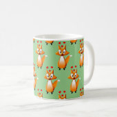 Cute Cartoon Fox Animal Pattern on Green Koffiemok (Voorkant rechts)