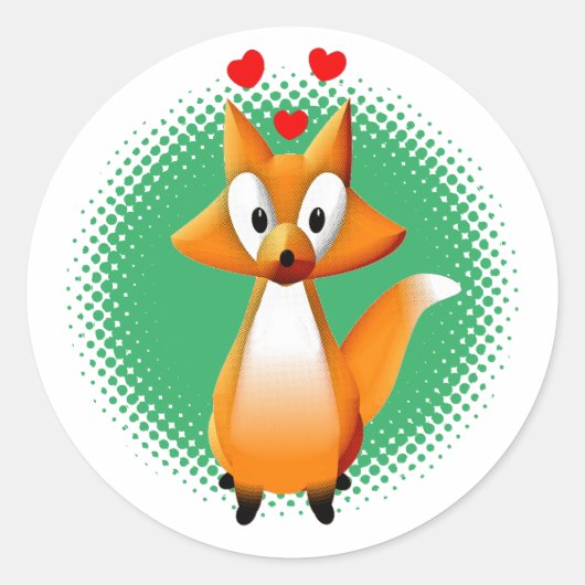 Cute Cartoon Fox Animal Ronde Sticker (Voorkant)