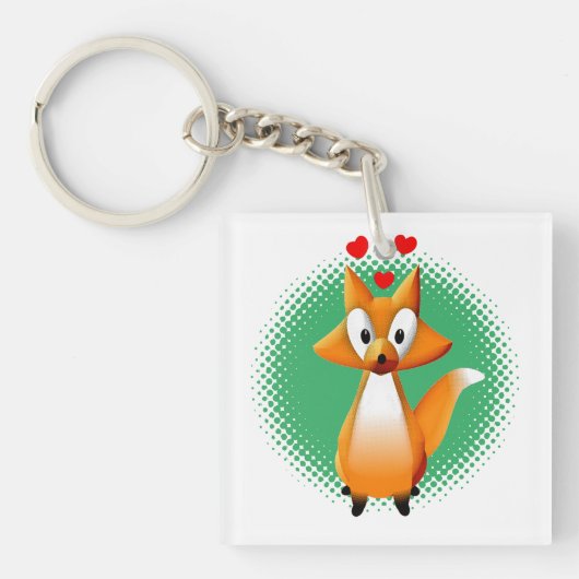 Cute Cartoon Fox Animal Sleutelhanger (voorkant)