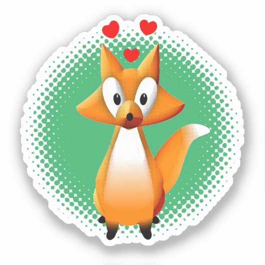 Cute Cartoon Fox Animal Sticker (Voorkant)