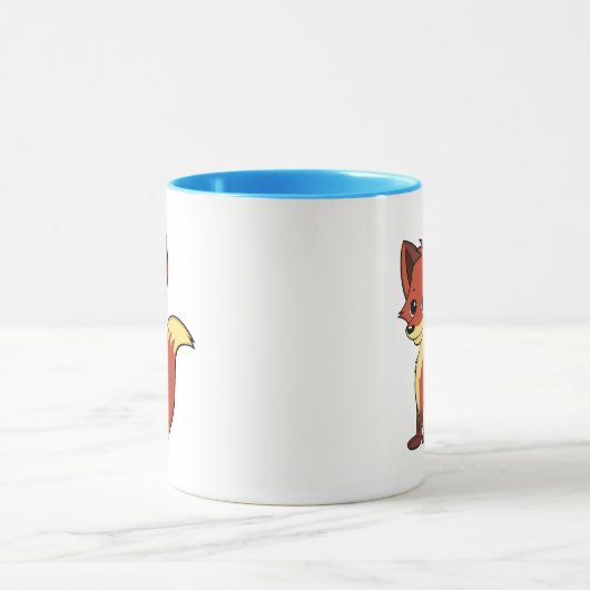 Cute Cartoon Fox Blue and White Mok (Midden)