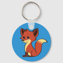 Cute Cartoon Fox Blue Sleutelhanger