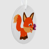 Cute Cartoon Fox en Butterfly Acrylornament Ornament (voorkant)
