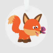 Cute Cartoon Fox en Butterfly Acrylornament Ornament (achterkant)