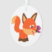 Cute Cartoon Fox en Butterfly Acrylornament Ornament (voorkant)