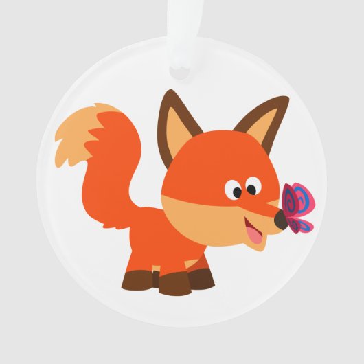 Cute Cartoon Fox en Butterfly Acrylornament Ornament (voorkant)