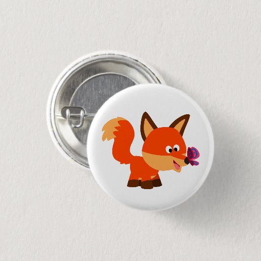 Cute Cartoon Fox en Butterfly Button Badge (Voorkant /achterkant)