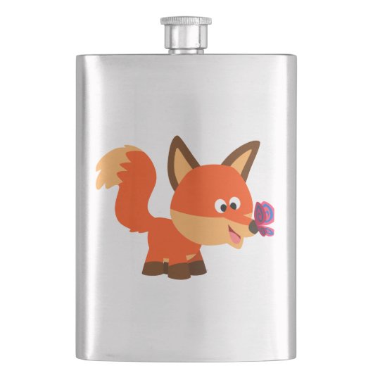 Cute Cartoon Fox en Butterfly Hip Flask Flacon (Voorkant)