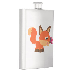 Cute Cartoon Fox en Butterfly Hip Flask Flacon
