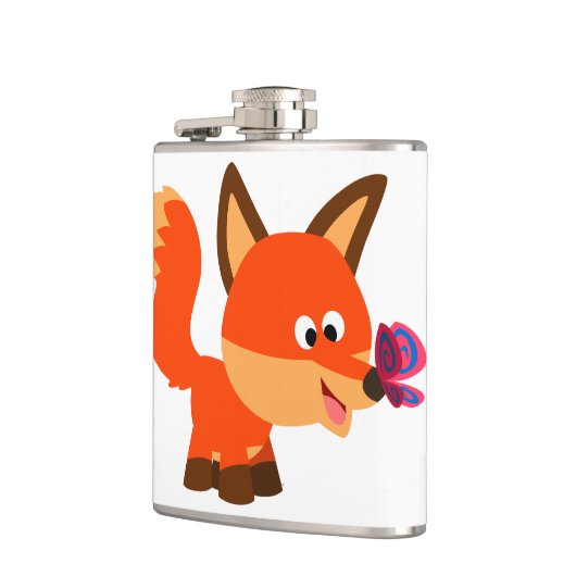 Cute Cartoon Fox en Butterfly Hip Flask Heupfles (Links)
