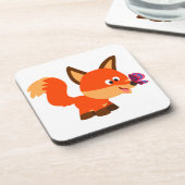 Cute Cartoon Fox en Butterfly Onderzetters set (Linkerzijde)
