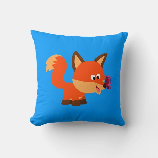 Cute Cartoon Fox en Butterfly Pillow Kussen (Voorkant)