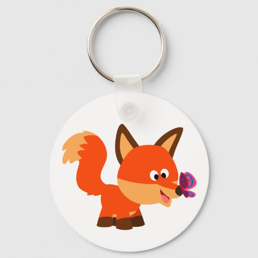 Cute Cartoon Fox en Butterfly Sleutelhanger (Voorkant)