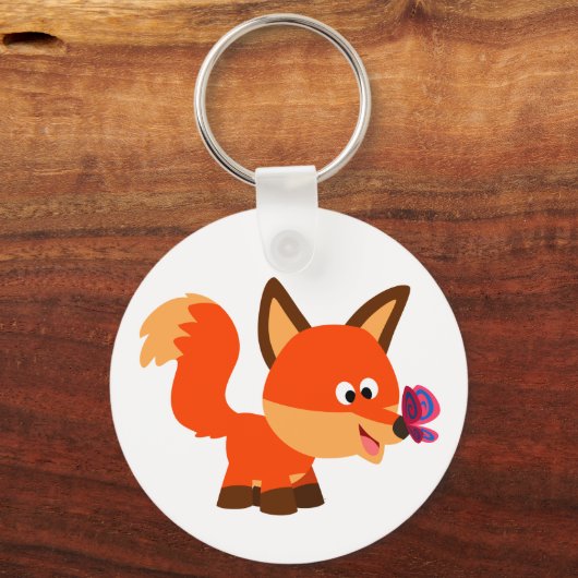 Cute Cartoon Fox en Butterfly Sleutelhanger (Voorkant)