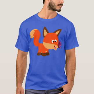 Cute Cartoon Fox en Butterfly T-Shirt