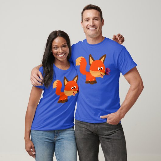 Cute Cartoon Fox en Butterfly T-Shirt (Unisex)