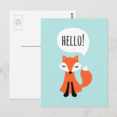 Cute cartoon fox op blauwe achtergrond gezegde hal briefkaart (Voorkant / Achterkant)