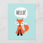 Cute cartoon fox op blauwe achtergrond gezegde hal briefkaart (Voorkant)