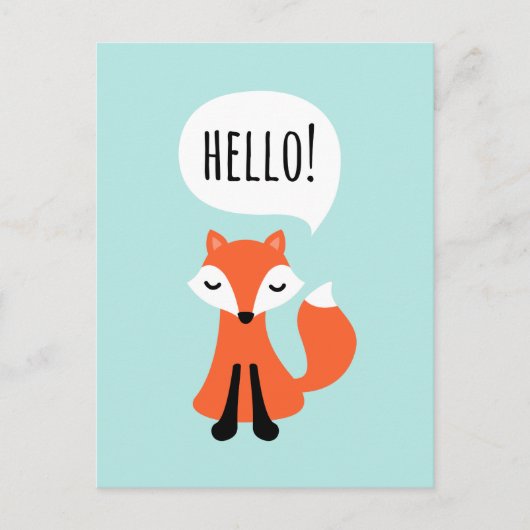 Cute cartoon fox op blauwe achtergrond gezegde hal briefkaart (Voorkant)