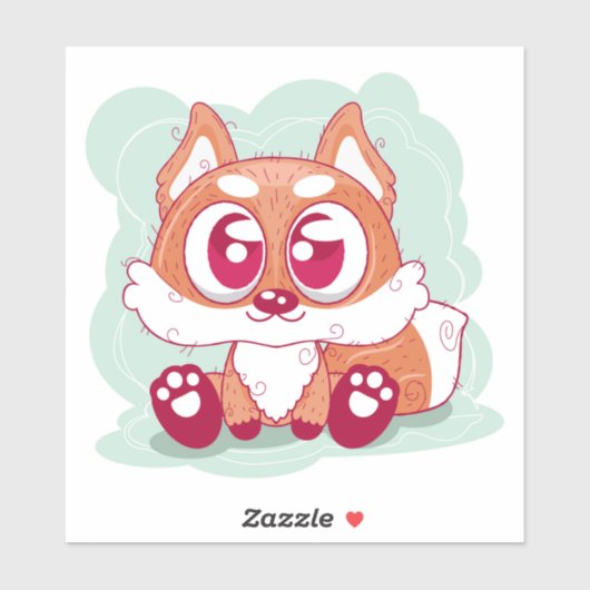 Cute Cartoon Fox Sticker (Vel)