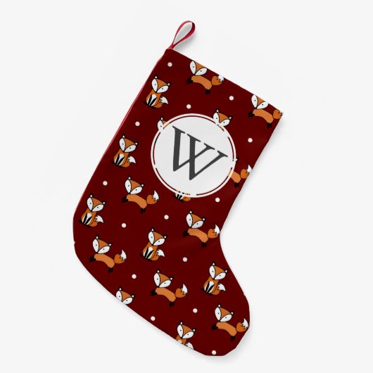 Cute Cartoon Foxes White Polka Dots Personalized Kleine Kerstsok (Voorkant (Hangend))