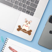 Cute Cartoon French Bulldog Puppy Dog Bone Name Sticker (Laptop met iPhone)