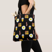 Cute Cartoon Fried Egg, Bacon en waffles Tote Bag (Dichtbij)