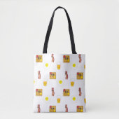 Cute Cartoon Fried Egg, Bacon en waffles Tote Bag (Voorkant)