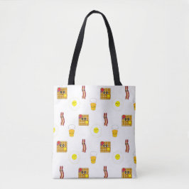 Cute Cartoon Fried Egg, Bacon en waffles Tote Bag
