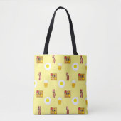 Cute Cartoon Fried Egg, Bacon en waffles Tote Bag (Voorkant)