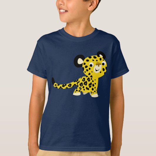 Cute Cartoon Friendly Leopard Children T-Shirt (Voorkant)