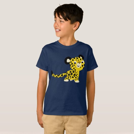 Cute Cartoon Friendly Leopard Children T-Shirt (Voorkant volledig)
