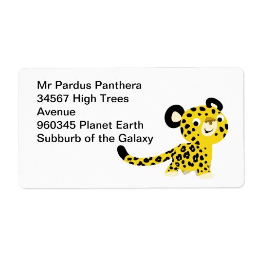 Cute Cartoon Friendly Leopard Label (Voorkant)