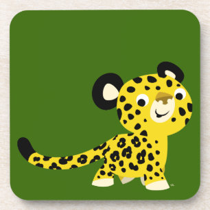 Cute Cartoon Friendly Leopard set Onderzetters