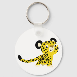 Cute Cartoon Friendly Leopard Sleutelhanger