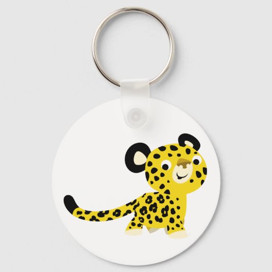 Cute Cartoon Friendly Leopard Sleutelhanger (Voorkant)