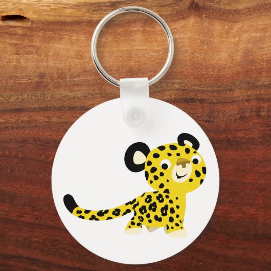 Cute Cartoon Friendly Leopard Sleutelhanger (Voorkant)