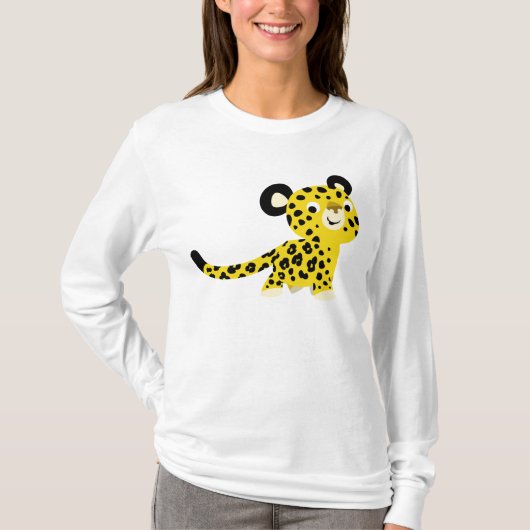 Cute Cartoon Friendly Leopard Women T-Shirt (Voorkant)