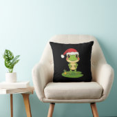 Cute Cartoon Frog Character Wearing a Santa Hat on Kussen (Stoel)